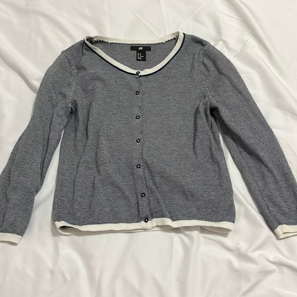 H&M Navy Striped Long Sleeve Cardigan Size XS